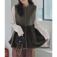 KOBE LETTUCE/コウベレタス KOBE LETTUCE フェイクウール×ファーペプラムベスト [K1267]/506982088