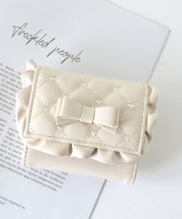 SECRET DOOR/シークレットドア SecretDoor ハート 刺繍 キルト リボン フリル ボックスコイン 三つ折り財布 ミニ財布 レモン/506982392