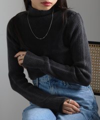 MAISON BREEZE/MAISON BREEZE ストーンウォッシュ ハイネック クロップド プルオーバー ニット 長袖 ショート丈 リブニット DTK/506984425