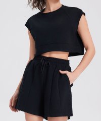 TeddyShop/テディショップ Teddyshop レディース 半袖クロップド丈フィットネストップス+ショートパンツ 上下2点セット/506988917