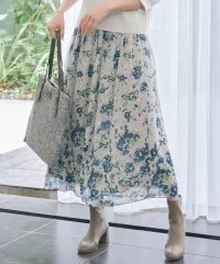 JIYU-KU(LARGE SIZE)/【洗える】オータムダリアプリント スカート/506989184