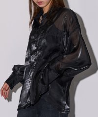 MAISON BREEZE reveur/MAISON BREEZE reveur ラメオーガンジー ポケット シャツ 長袖 羽織り バルーンスリーブ オーバーサイズ シアー ブラウス DTK/506988522