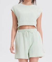 TeddyShop/テディショップ Teddyshop レディース 半袖クロップド丈フィットネストップス+ショートパンツ 上下2点セット/506988917
