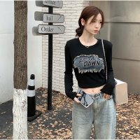 And Kawaii/アンドカワイイ And Kawaii Tシャツ ショートップス 個性的なロゴ 胸刺繍 韓国ファッション/506989833
