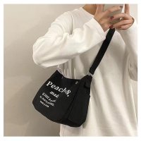 And Kawaii/アンドカワイイ And Kawaii レタープリントキャンバスショルダーバッグ 肩がけ 韓国 買い物/506989844