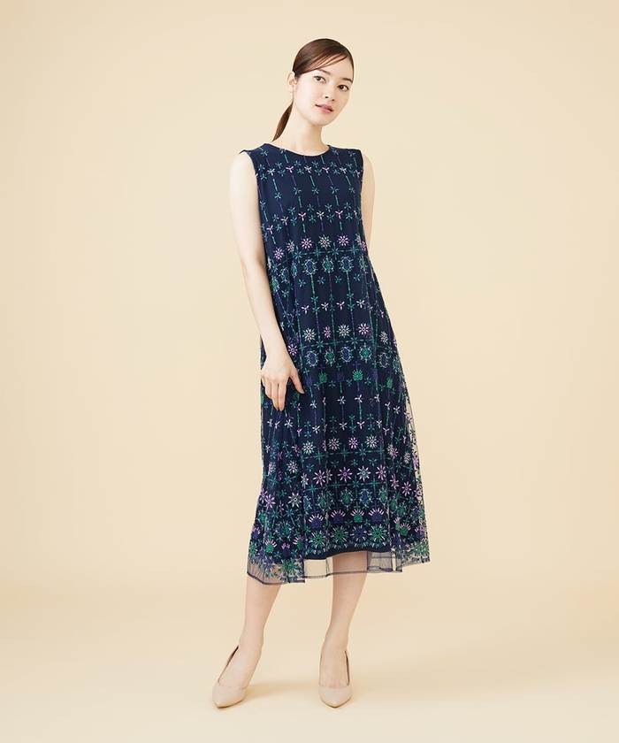 シビラ ワンピース Sybilla 刺繍 花柄(フラワー刺繍チュール シビラ ワンピース Sybilla 刺繍 花柄(フラワー刺繍チュール
