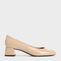 CHARLES & KEITH/パテント ラウンドトゥブロックヒールパンプス/507004035