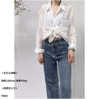 And Kawaii/アンドカワイイ And Kawaii ポケット付き シアーシャツ夏服 カジュアル 無地 韓国ファッション/507004997