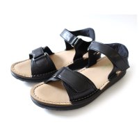 pointer/【本革】サンダル ストラップサンダル クッション入り ベルクロ 靴 白 黒 レディース レザー 軽量 軽い 歩きやすい 痛くない PO5679/507005304