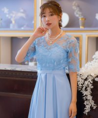Retica/レティカ Retica フラワーレース刺繍切替 大人Aライン フレアロングドレス 結婚式 パーティードレス 大きいサイズ/507005357