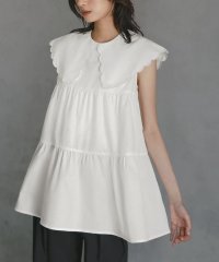 ELFRANK/エルフランク ELFRANK スカラップビックカラーティアードチュニック丈ブラウス【洗える】/507005423