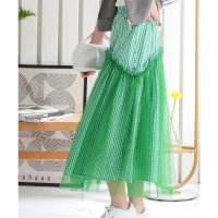 KOBE LETTUCE/コウベレタス KOBE LETTUCE ティアードチュールギンガムチェックマキシスカート [M4082]/507006457