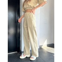 EGOIST/エゴイスト EGOIST パイピングラインロゴ刺繍ワイドパンツ/507006593