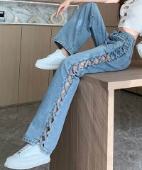 me Jane/ミージェーン me Jane サイドレースアップデニムストレートパンツ/507006710