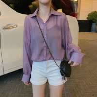 Belle Cie/ベルシー Belle Cie シアーシャツ レディース シアートップス 脇リボン ガーリー 韓国ファッション オーガンジー 長袖シャツ ベルシー 秋服 オルチャ/507008842