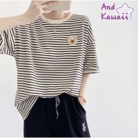 And Kawaii/アンドカワイイ And Kawaii Tシャツ 半袖 レディーストップス ボーダー柄 韓国ファッション/507009035