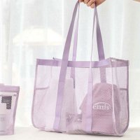 REAL STYLE/リアルスタイル REAL STYLE トートバッグ メッシュ スパバッグ 大きめ 大容量 マチ広 シンプル スクエア 手提げ レジャー 旅行 温泉 海 軽い エ/507009080