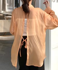 RIFF/リフ Riff シアーシャツ 後ろスリット シースルー 羽織り ブラウス トップス オーバーサイズ ビッグサイズ 大きいサイズ ゆったり 長袖 無地/507009123