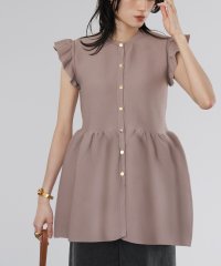 ELFRANK/エルフランク ELFRANK フリル袖ペプラム半袖ニットプルオーバー/507009149