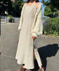 LAUIR/ラウアー LAUIR 裏起毛ツイードバックリボンキャミワンピ/507012295