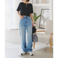 KOBE LETTUCE/コウベレタス KOBE LETTUCE 綿100%ハイウエストストレートワイドデニムパンツ【プチ】 [M4060]/506889486