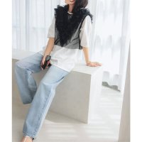 KOBE LETTUCE/コウベレタス KOBE LETTUCE 綿100%ハイウエストストレートワイドデニムパンツ【トール】 [M4060]/506889487