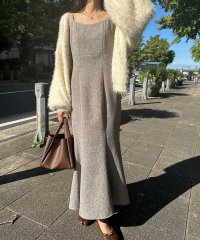 LAUIR/ラウアー LAUIR 裏起毛ツイードバックリボンキャミワンピ/507012295