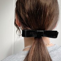 REAL STYLE/リアルスタイル REAL STYLE バレッタ リボン ベロア シンプル 小さめ レディース 金具 ヘアアクセサリー ヘアクリップ ベルベット りぼん 上品 き/507016579