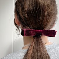 REAL STYLE/リアルスタイル REAL STYLE バレッタ リボン ベロア シンプル 小さめ レディース 金具 ヘアアクセサリー ヘアクリップ ベルベット りぼん 上品 き/507016579