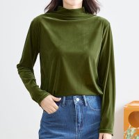 REAL STYLE/リアルスタイル REAL STYLE ベロア トップス レディース 長袖 秋 冬 ハイネック カットソー Tシャツ インナー きれいめ 上品 シンプル オフィス/507016703