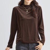 REAL STYLE/リアルスタイル REAL STYLE ベロア トップス レディース 長袖 秋 冬 ハイネック カットソー Tシャツ インナー きれいめ 上品 シンプル オフィス/507016703