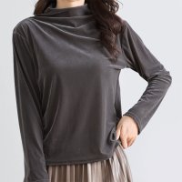 REAL STYLE/リアルスタイル REAL STYLE ベロア トップス レディース 長袖 秋 冬 ハイネック カットソー Tシャツ インナー きれいめ 上品 シンプル オフィス/507016703