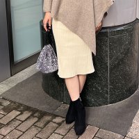 REAL STYLE/リアルスタイル REAL STYLE タイトスカート レディース ニット 膝丈 スリット オフィス OL 黒 秋 冬 無地 リブ ボトムス ニットスカート シン/507016742