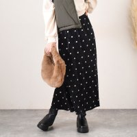 REAL STYLE/リアルスタイル REAL STYLE マーメイドスカート ロング丈 膝下 秋 冬 黒 レディース ドット柄 ベロア ウエストゴム タイトスカート きれいめ 上品/507016759
