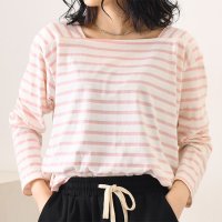 REAL STYLE/リアルスタイル REAL STYLE カットソー レディース 長袖 ボーダー柄 トップス ロンT 秋 冬 薄手 スクエアネック カジュアル かわいい ゆったり /507016794