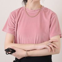 REAL STYLE/リアルスタイル REAL STYLE ベロア トップス レディース 半袖 秋 冬 カットソー Tシャツ インナー きれいめ 上品 シンプル オフィス お出かけ /507016798