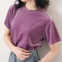 REAL STYLE/リアルスタイル REAL STYLE ベロア トップス レディース 半袖 秋 冬 カットソー Tシャツ インナー きれいめ 上品 シンプル オフィス お出かけ /507016798