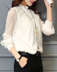 Lily of Valley/リリーオブバリー Lily of Valley オフィスカジュアル きれいめ 上品 シフォン シャツ ブラウス 長袖 透け感 シースルー シアー/507017054