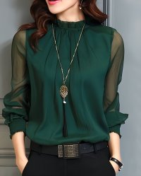 Lily of Valley/リリーオブバリー Lily of Valley オフィスカジュアル きれいめ 上品 シフォン シャツ ブラウス 長袖 透け感 シースルー シアー/507017054