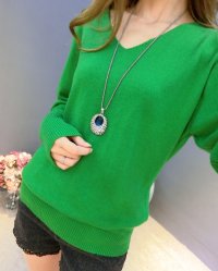 Lily of Valley/リリーオブバリー Lily of Valley レディース Vネック ドルマン ニット セーター きれいめ トップス フェイク ウール 長袖/507017060