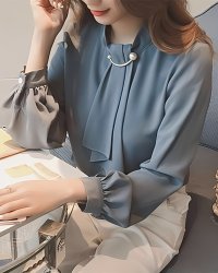 Lily of Valley/リリーオブバリー Lily of Valley オフィスカジュアル ボウタイ ブラウス 上品 オフィス カジュアル 長袖 トップス シャツ/507017119