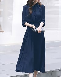 Lily of Valley/リリーオブバリー Lily of Valley 上品 きれいめ プリーツ ワンピース 春 秋 冬 秋冬 シフォン ウエストリボン/507017180
