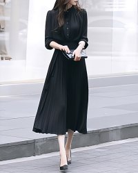 Lily of Valley/リリーオブバリー Lily of Valley 上品 きれいめ プリーツ ワンピース 春 秋 冬 秋冬 シフォン ウエストリボン/507017180