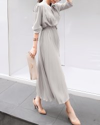 Lily of Valley/リリーオブバリー Lily of Valley 上品 きれいめ プリーツ ワンピース 春 秋 冬 秋冬 シフォン ウエストリボン/507017180