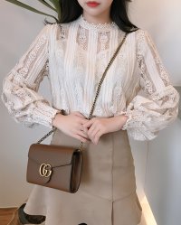 Lily of Valley/リリーオブバリー Lily of Valley 総レース ブラウス ボリュームスリーブ 上品 大人可愛い 長袖 ギャザー レディース トップス/507017192