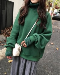 Lily of Valley/リリーオブバリー Lily of Valley ゆったり ハイネック スウェット ボリューム ざっくり プルオーバー 長袖 ロング チュニック 秋冬/507017198