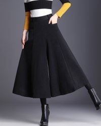 Lily of Valley/リリーオブバリー Lily of Valley シンプル ミモレ丈 スカンツ きれいめ ウール 上品 ハイウエスト ポケット 無地/507017220