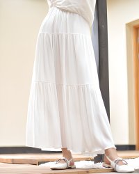 Lily of Valley/リリーオブバリー Lily of Valley リネンライク ティアード ロング スカート ふんわり フレア Aライン カジュアル マキシ丈/507017265