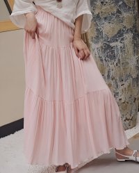 Lily of Valley/リリーオブバリー Lily of Valley リネンライク ティアード ロング スカート ふんわり フレア Aライン カジュアル マキシ丈/507017265