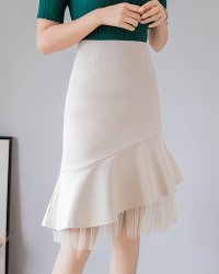 Lily of Valley/リリーオブバリー Lily of Valley チュール ドッキング マーメイド スカート パーティー オフィス カジュアル 上品 ふんわり/507017277